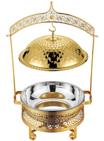 DZW-DL080 – Golden Four-Leaf Diamond Cover Chafing Dish 8.0L – Luxury Buffetware