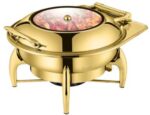 DZW-G208 – Luxury Hydraulic Round Golden Chafing Dish 6.0L – Premium Buffetware
