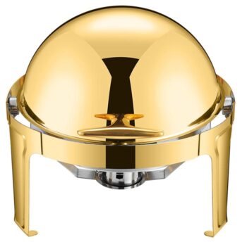 DZW-G721 – 6.0L Roll Top Round Golden Chafing Dish – Luxury Buffetware
