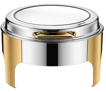 DZW-HG321 – 6.0L Round Half Golden Chafing Dish with Glass Window – Luxury Buffetware