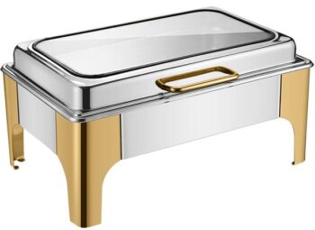 DZW-HG323 – 9.0L Rectangular Half Golden Chafing Dish with Glass Window – Luxury Buffetware