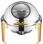 DZW-KH721 – 6.0L Roll Top Round Half Golden Chafing Dish with Window – Luxury Buffetware