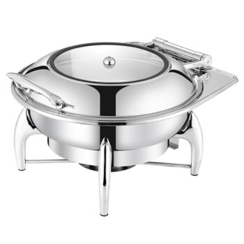 DZW-S208 – Luxury Hydraulic Round Chafing Dish 6.0L – Silver Stainless Steel