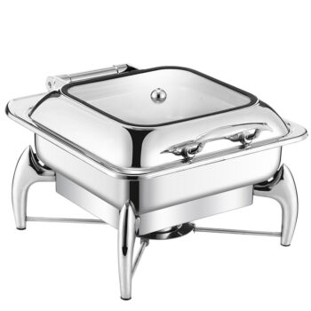 DZW-S218 – Luxury Hydraulic Square Silver Chafing Dish 6.0L – Premium Buffetware