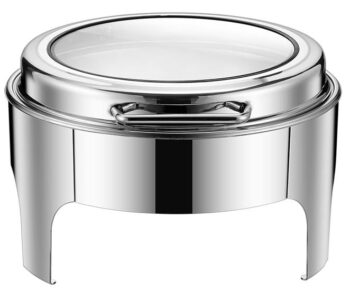DZW-S321 – 6.0L Round Silver Chafing Dish with Big Glass Window – Luxury Buffetware
