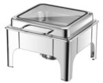 DZW-S322 – 6.0L Square Silver Chafing Dish with Big Glass Window – Luxury Buffetware