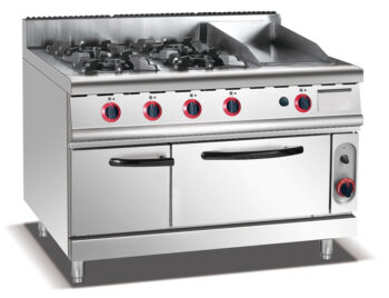 HGR-998 - 4-Burner Gas Range with Griddle and Oven - Commercial