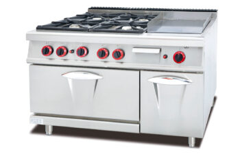 WG-GH-996A – 4-Burner Gas Range with Griddle, Oven & Cabinet – Commercial